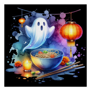 Poster Watercolor Hungry Ghost Festival