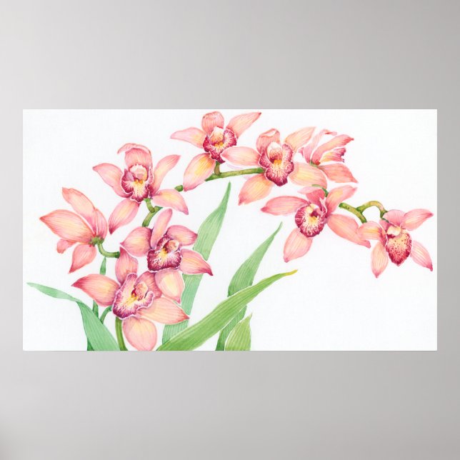 Poster Watercolor Pink Flowers (Devant)