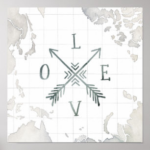 Poster Watercolor Wanderlust Adventure III   Amour