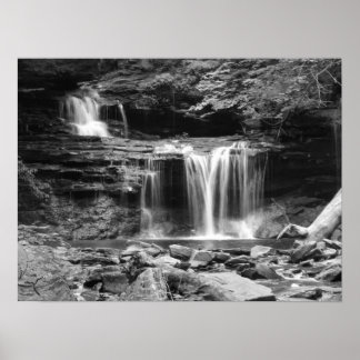 Poster Waterfall in black and white Print