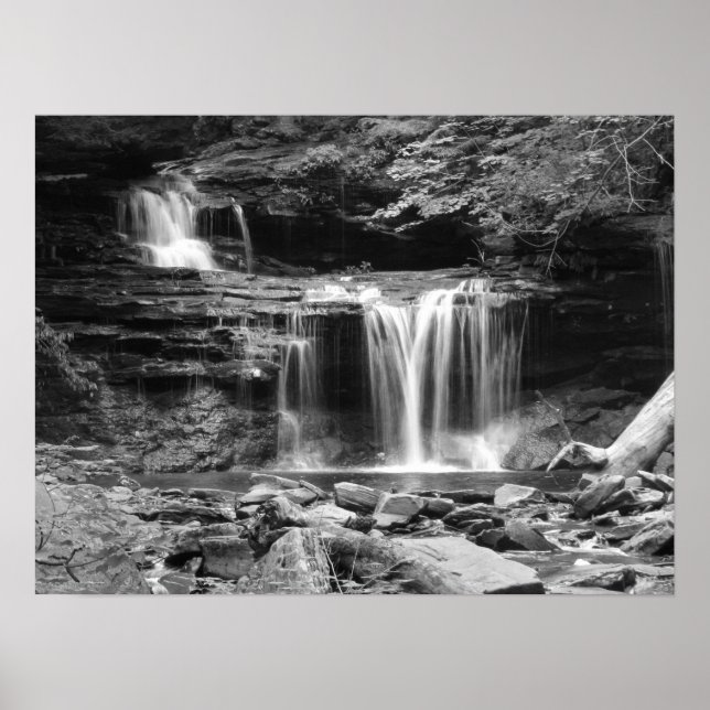 Poster Waterfall in black and white Print (Devant)