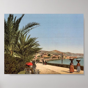 Poster Waterfront promenade, San Remo, Riviera classic Ph