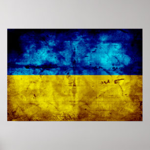 Poster Weathered Ukraine Flag