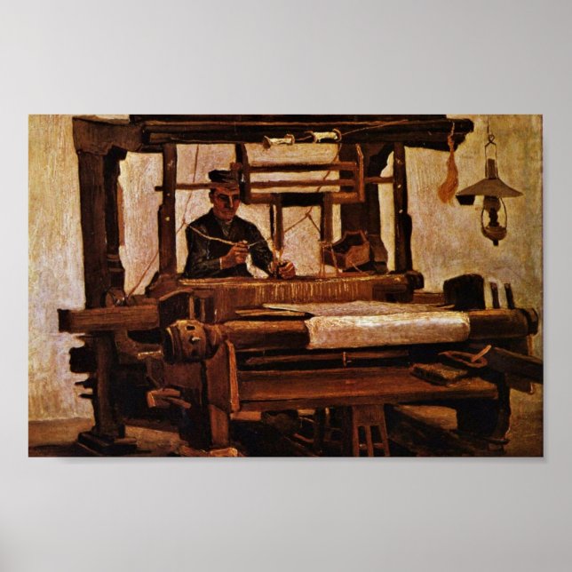 Poster Weaver Au Loom Par Vincent Van Gogh (Devant)