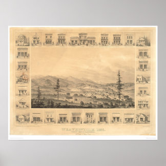 Poster Weaverville, CA. Carte panoramique 1856 (1846A)