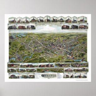 Poster Webster, MA Carte panoramique - 1892