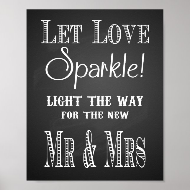Poster Wedding print "Let Love sparkle vintage chalkboard (Devant)