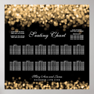 Poster Wedding Seating Chart Gold Lights
