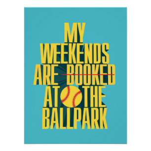 Poster Week-end de softball amusant au stade de sports