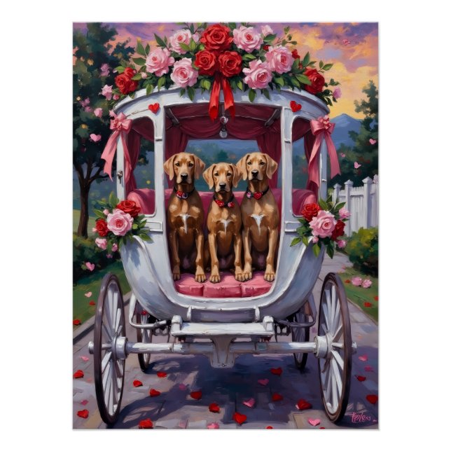 Poster Weimaraner Dog Valentine's Day  (Devant)