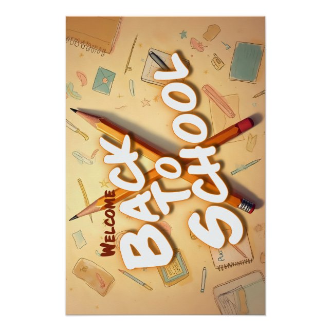 Poster Welcome Back to School – Pencil Art Design (Devant)
