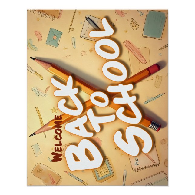 Poster Welcome Back to School – Pencil Art Design (Devant)