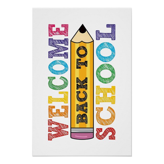 Poster Welcome Back to School – Pencil Illustration (Devant)