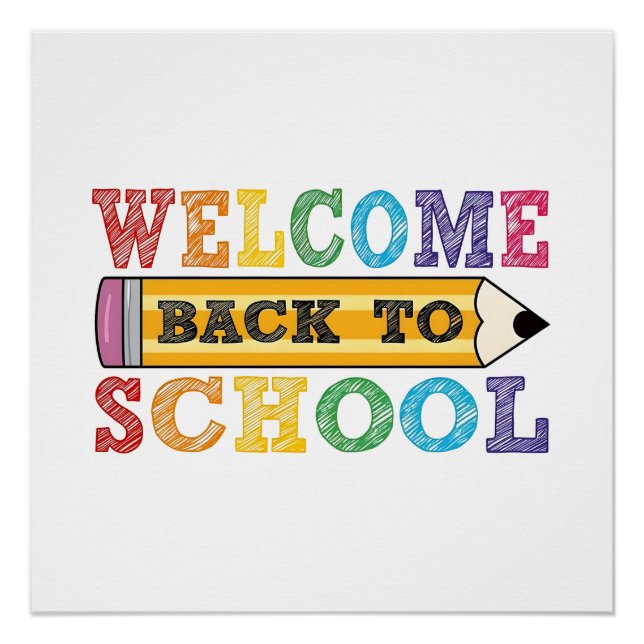 Poster Welcome Back to School – Pencil Illustration (Devant)