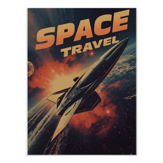 Poster Weltall Reise-Retro Futurismus (Devant)