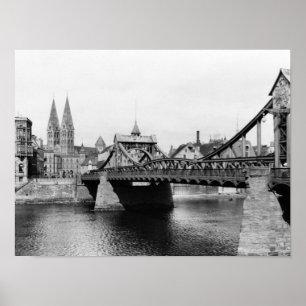 Poster Weser Bridge, Brême, vers 1910