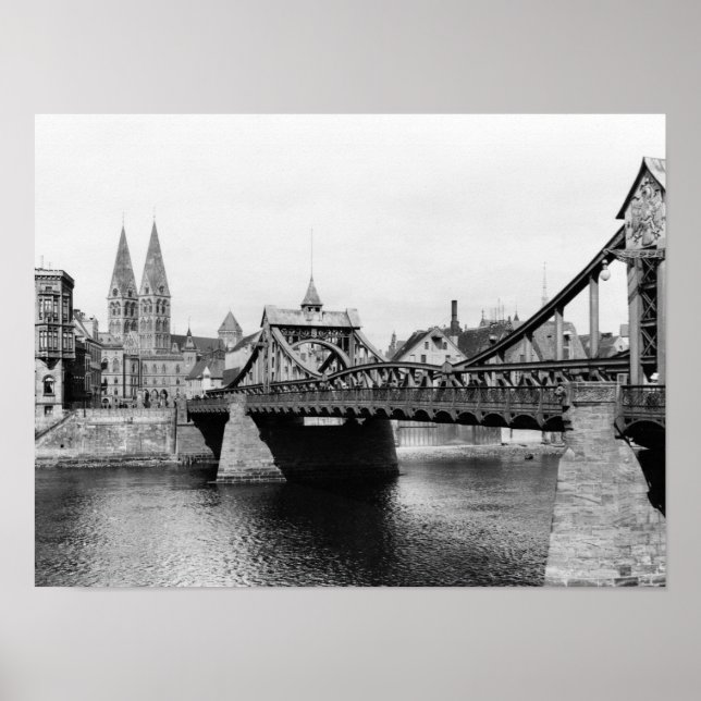 Poster Weser Bridge, Brême, vers 1910 (Devant)