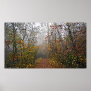Poster West Mountain Autumn Forest Trail Fog