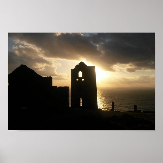 Poster Wheal Coates Mine Cornwall Angleterre Sunset (Devant)