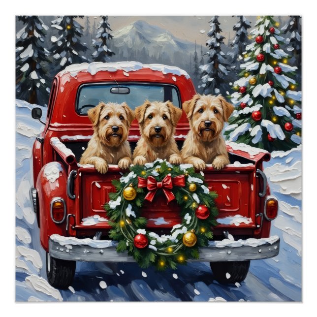 Poster Wheaten Terrier Christmas Red Truck Holiday Gift (Devant)