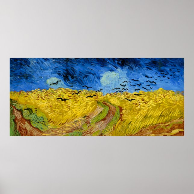 Poster Wheatfield with crows - Vincent Van Gogh (1890) (Devant)