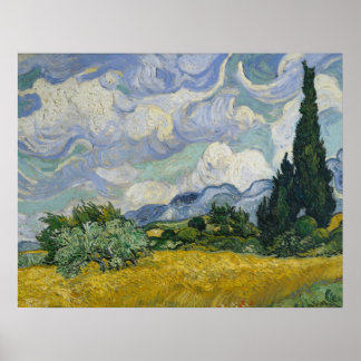 Poster Wheatfield with Cypresses