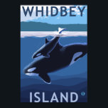 Poster Whidbey Island, Washington Orca et Calf<br><div class="desc">Whidbey Island,  Washington - Orca and Calf - LP Original Poster - a été créé en 2008. Cette image représente des scènes de Whidbey Island,  WA.</div>