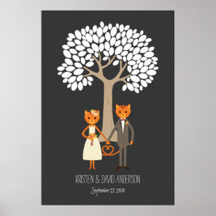 Poster Whimsical Cats Mariage Empreinte de signature Arbr