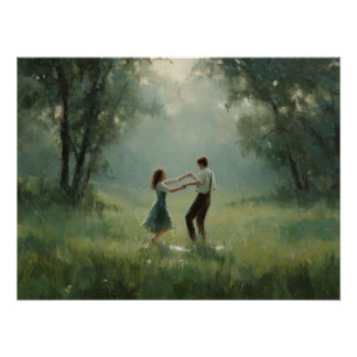Poster Whimsical Forest Dance Couple Scene