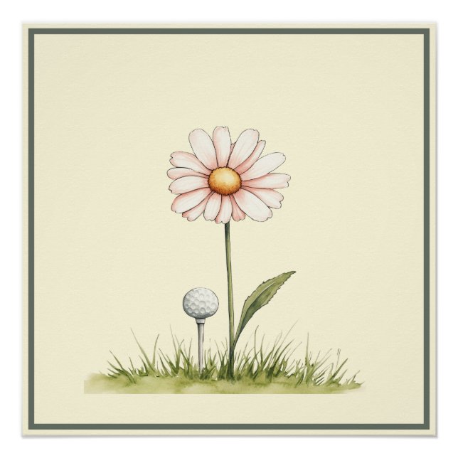 Poster Whimsical Golf Art for Kids Room or Nursery (Devant)