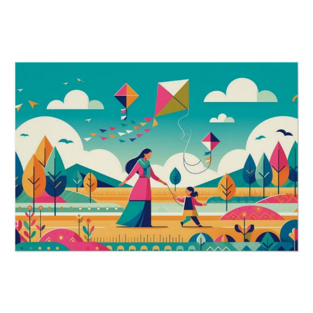 Poster Whimsical Kite Adventure : La couleur de la mère e (Devant)