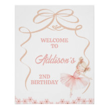 Whimsical Pink Ballerina 2e anniversaire Bienvenue