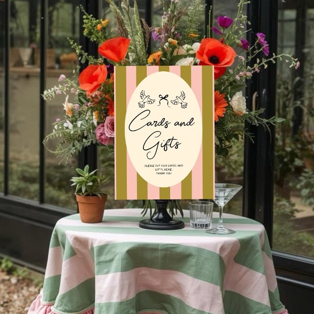 Poster Whimsical Red Pink “Cards and Gifts” Wedding (Créateur téléchargé)