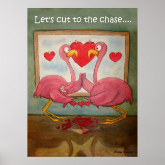 Poster Whimsical rose Flamants roses Heart Love Kerra Lin
