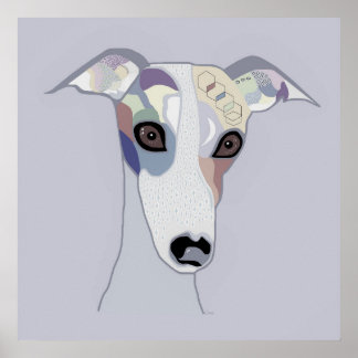 Poster Whippet dans les couleurs de Denim