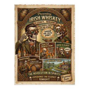Poster Whiskey Irlandais Steampunk "Un héritage renaît" P