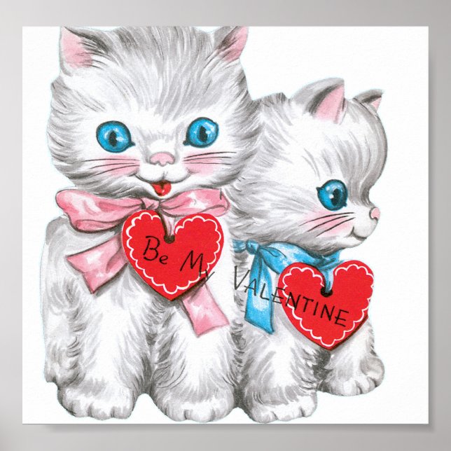 Poster White Kittens Valentine (Devant)