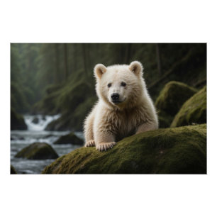 Poster White Spirit Bear Cub Wildlife Art