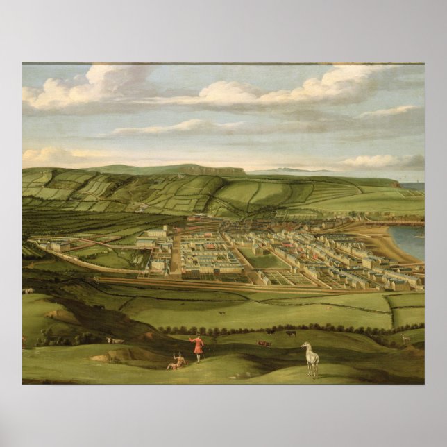Poster Whitehaven, Cumbria, Showing Flatt Hall, c.1730-35 (Devant)