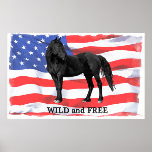 Poster Wild & Free American Wild Horse