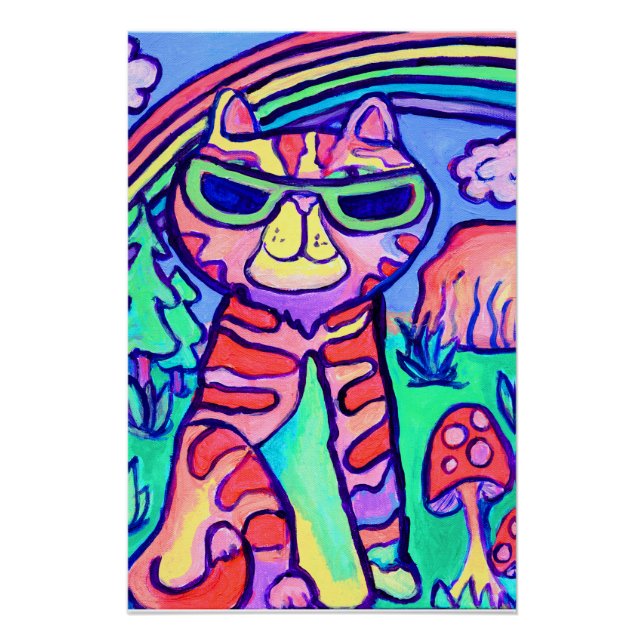 Poster Wild Neon Cat Cool Art Painting Fun  (Devant)