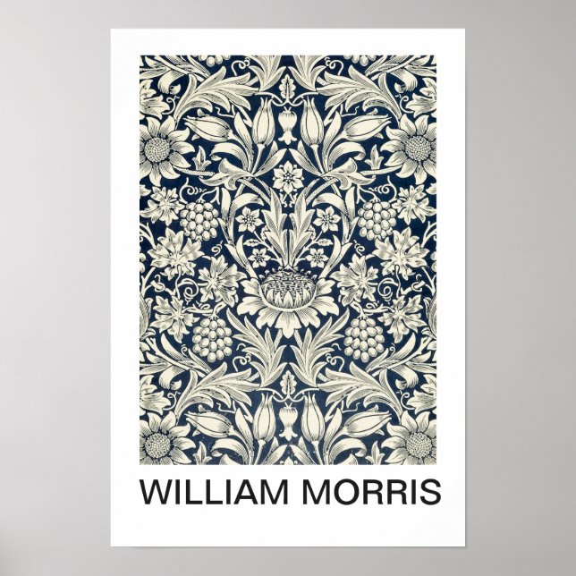 Poster - William Morris B/W Floral Print (Devant)