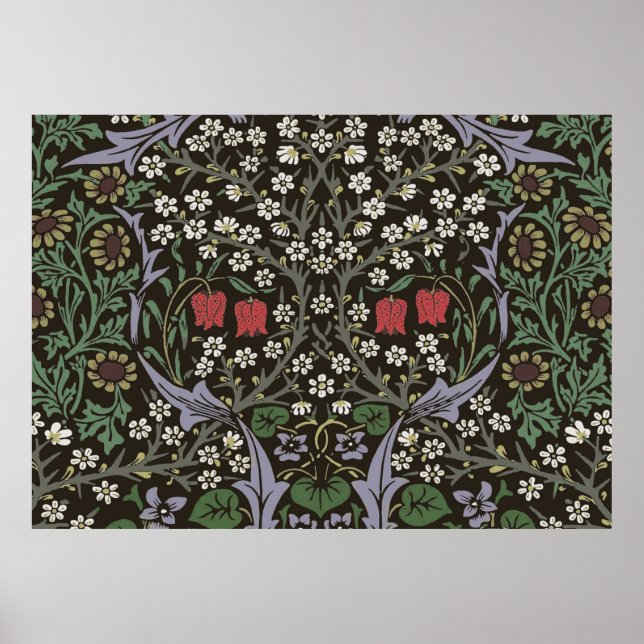 Poster William Morris Blackthorn Tapestry Floral (Devant)