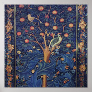 Poster William Morris Bois de Pic Tapisserie Oiseaux Flor