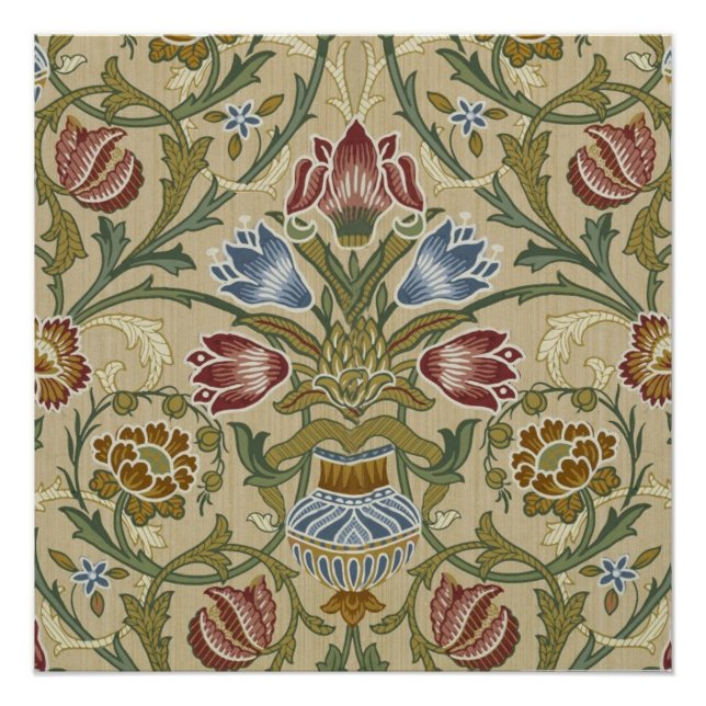 Poster William Morris Brocade Motif de fond d'écran flora (Devant)