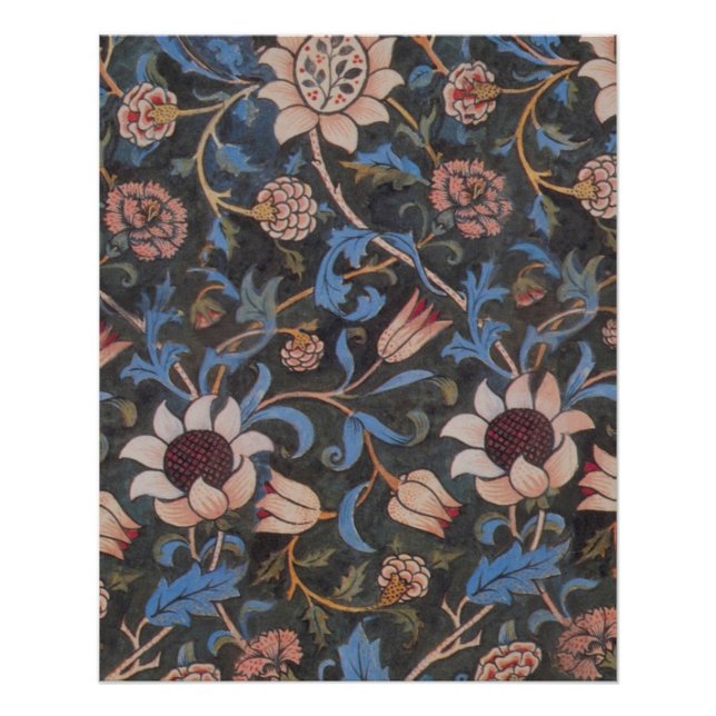 Poster William Morris Evenlode Textile Floral Art (Devant)