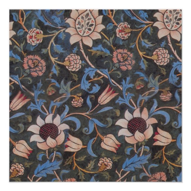 Poster William Morris Evenlode Textile Floral Art (Devant)