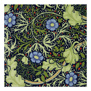 Poster William Morris Fleur d'antiquité aux algues marine