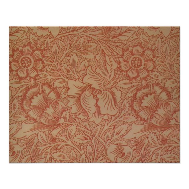 Poster William Morris Fleur de pavot rose Floral (Devant)