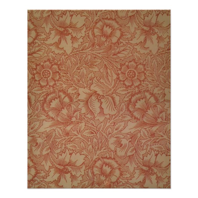 Poster William Morris Fleur de pavot rose Floral (Devant)